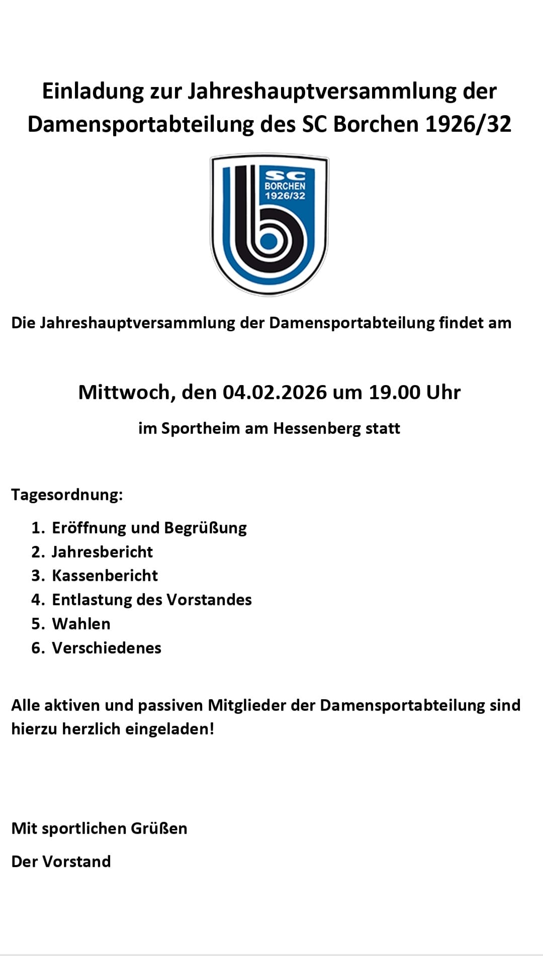 Du betrachtest gerade Einladung zur Jahreshauptversammlung